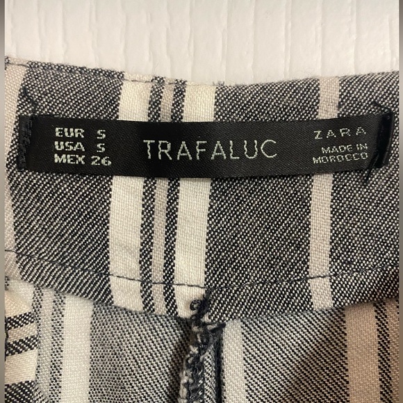 Zara Linen Blend Striped Pocket Grey and White Shorts Size Small - Picture 7 of 8